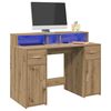 vidaXL Bureau avec lumières LED chêne artisanal bois d'ingénierie