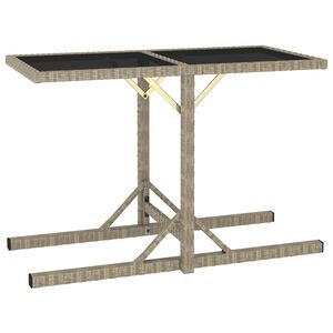 vidaXL Table de jardin Beige 110x53x72 cm Verre et r&eacute;sine tress&eacute;e