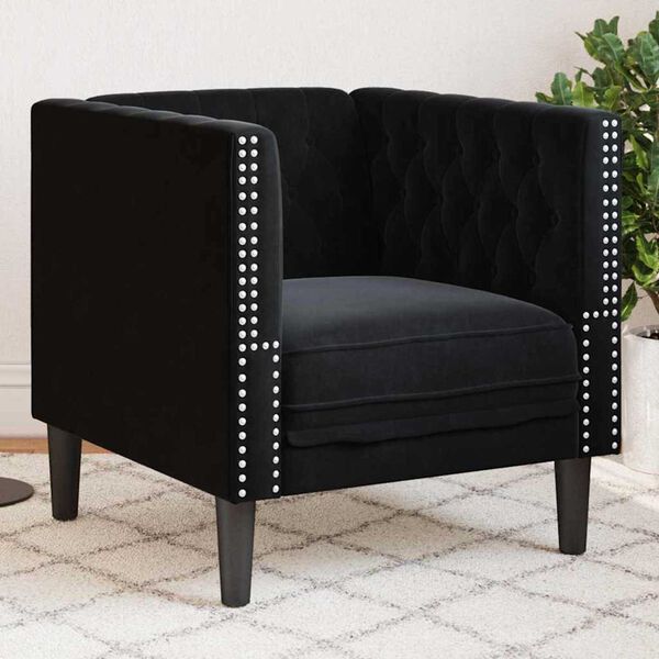 vidaXL Canap&eacute; Noir 74,5 x 71 x 70,5 cm Velours