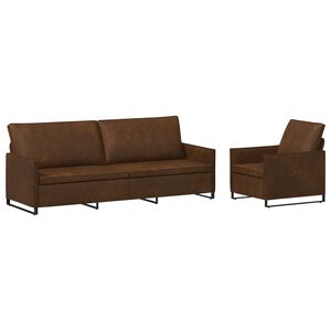 vidaXL Ensemble de Canap&eacute;s 2 pcs Marron Tissu en su&egrave;de synth&eacute;tique