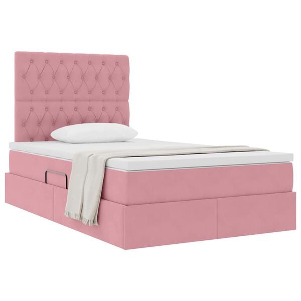 vidaXL Lit avec rangement et matelas Rose 120 x 190 cm Velours
