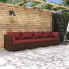 vidaXL Salon de jardin 4 pcs avec coussins R&eacute;sine tress&eacute;e Marron