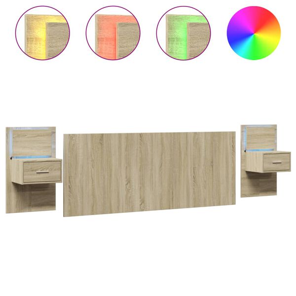 vidaXL T&ecirc;te de lit avec armoires ch&ecirc;ne sonoma 200 cm bois d'ing&eacute;nierie