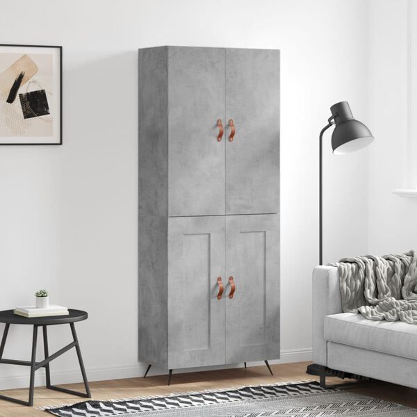 vidaXL Buffet haut Gris b&eacute;ton 69,5x34x180 cm Bois d'ing&eacute;nierie