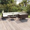 vidaXL Salon de jardin 11 pcs avec coussins R&eacute;sine tress&eacute;e Marron