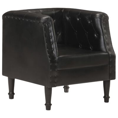 vidaXL Fauteuil Noir Cuir véritable