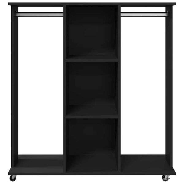 vidaXL Garde-robe avec roues noir 102x38x110 cm bois d'ing&eacute;nierie