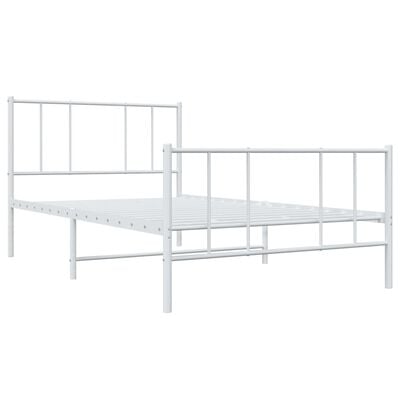 vidaXL Cadre de lit métal sans matelas et pied de lit blanc 100x190 cm