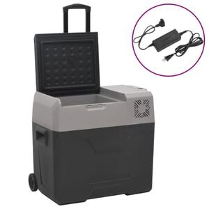 vidaXL Glaci&egrave;re avec roue et adaptateur noir et gris 30L polypropyl&egrave;ne