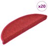 vidaXL Tapis d'escalier 20 pi&egrave;ces 56 x 17 x 3 cm Rouge Demi-rond