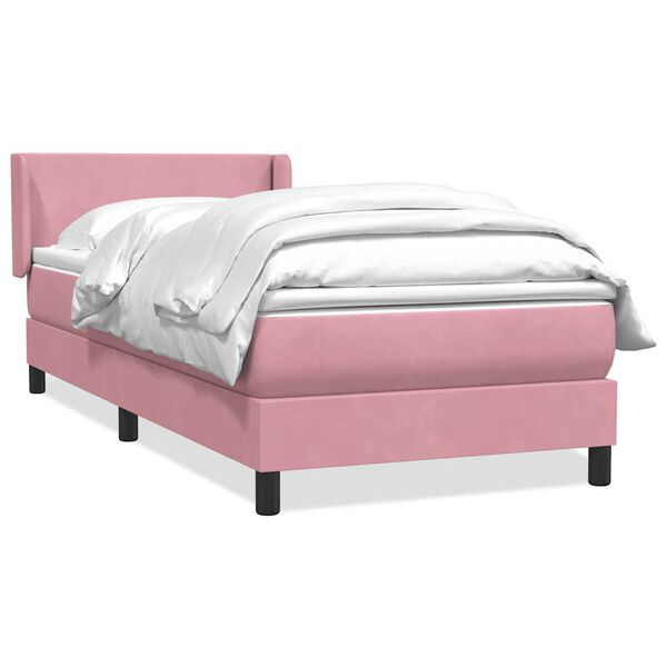 vidaXL Sommier &agrave; lattes de lit avec matelas rose 100x220 cm velours