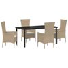 vidaXL Ensemble de salle &agrave; manger pour jardin 5 pc Beige polyrotin