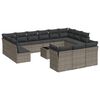 vidaXL Salon de jardin avec coussins 14 pcs gris r&eacute;sine tress&eacute;e
