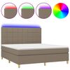 vidaXL Sommier &agrave; lattes de lit et matelas et LED Taupe 180x200cm Tissu