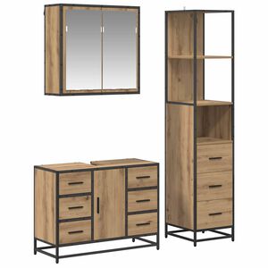 vidaXL Ensemble de mobilier de salle de bain 3 pcs Ch&ecirc;ne artisanal