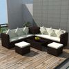 vidaXL Salon de jardin 8 pcs avec coussins r&eacute;sine tress&eacute;e marron