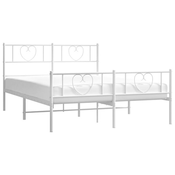 vidaXL Cadre de lit m&eacute;tal sans matelas et pied de lit blanc 140x190 cm