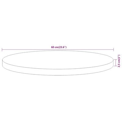 vidaXL Dessus de table Ø60x2,5 cm rond bois massif d'acacia