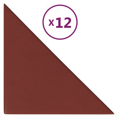 vidaXL Panneaux muraux 12pcs Rouge bordeaux 30x30 cm Similicuir 0,54m²
