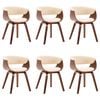 vidaXL Chaises &agrave; manger lot de 6 cr&egrave;me bois courb&eacute; et similicuir