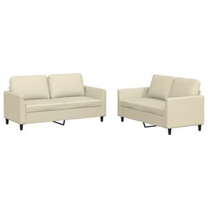 vidaXL Ensemble de canap&eacute;s 2 pcs avec coussins Cr&egrave;me Similicuir