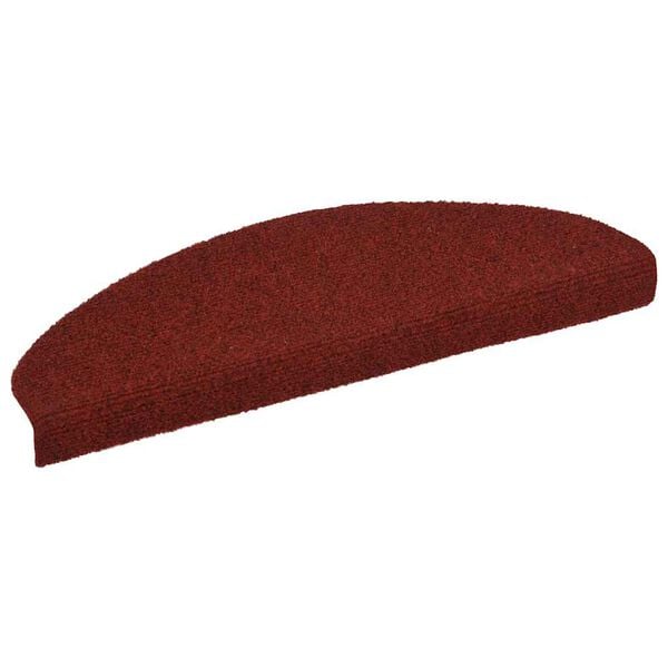 vidaXL Tapis d'escalier autocollants 10 pièces 65 x 21 x 4 cm Bordeaux Rouge Demi-rond Grand