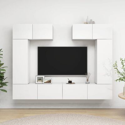 vidaXL Ensemble de meubles TV 6 pcs Blanc brillant Bois d'ingénierie