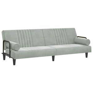 vidaXL Canap&eacute;-lit avec accoudoirs gris clair velours