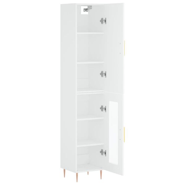 vidaXL Buffet haut Blanc 34,5x34x180 cm Bois d'ing&eacute;nierie