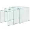 vidaXL Ensemble de tables gigognes 3 Pi&egrave;ces Verre tremp&eacute; Transparent