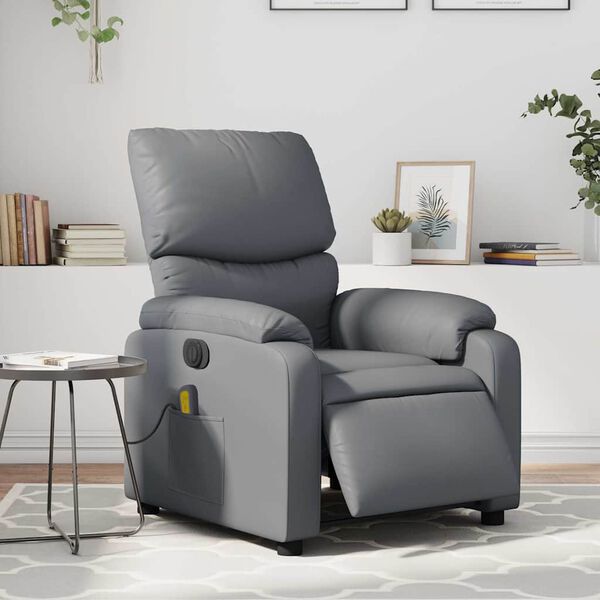 vidaXL Fauteuil de massage inclinable &eacute;lectrique gris similicuir
