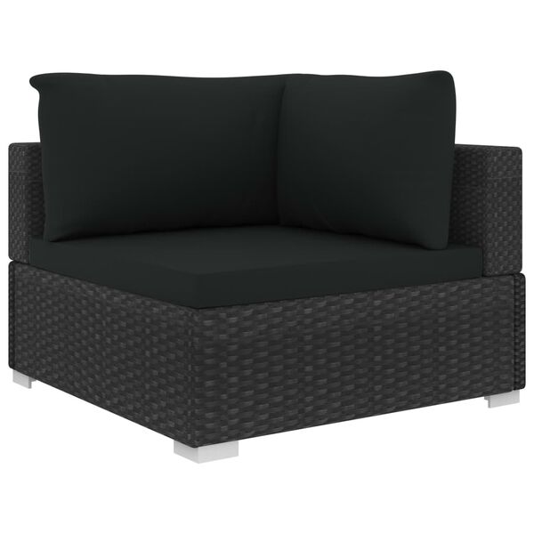 vidaXL Salon de jardin 5 pcs avec coussins r&eacute;sine tress&eacute;e noir