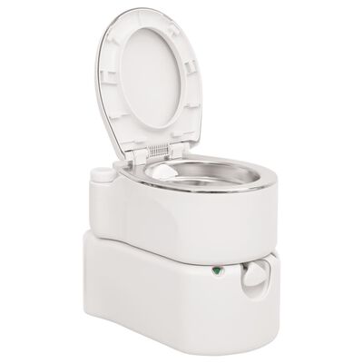 vidaXL Toilette de camping intégrée blanc 24+17 L PEHD et acier