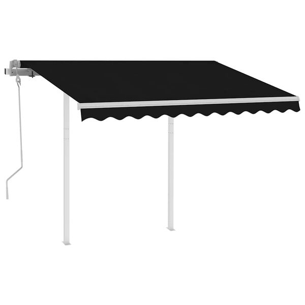 vidaXL Auvent manuel rétractable avec poteaux 3,5x2,5 m Anthracite