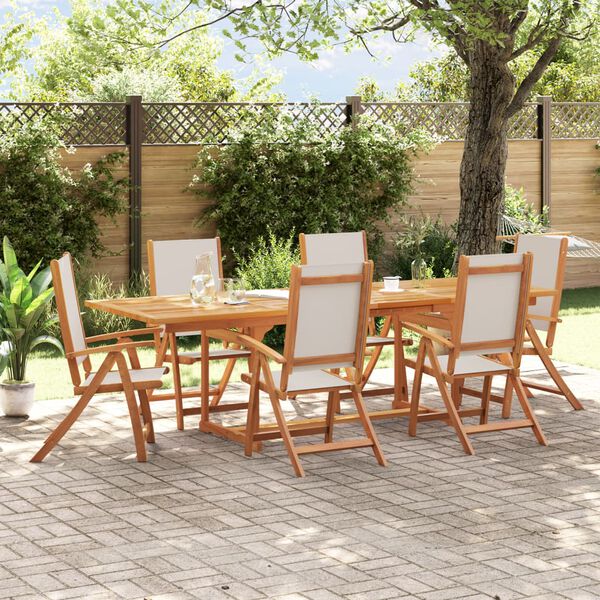 vidaXL Ensemble &agrave; Manger de jardin 7pcs bois d'acacia solide textil&egrave;ne