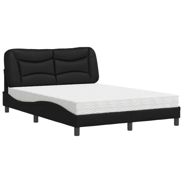 vidaXL Lit avec matelas Hvar noir 120x200 cm similicuir