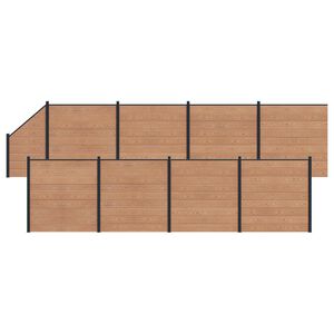 vidaXL Panneau de cl&ocirc;ture 9 pcs WPC et Aluminium Marron