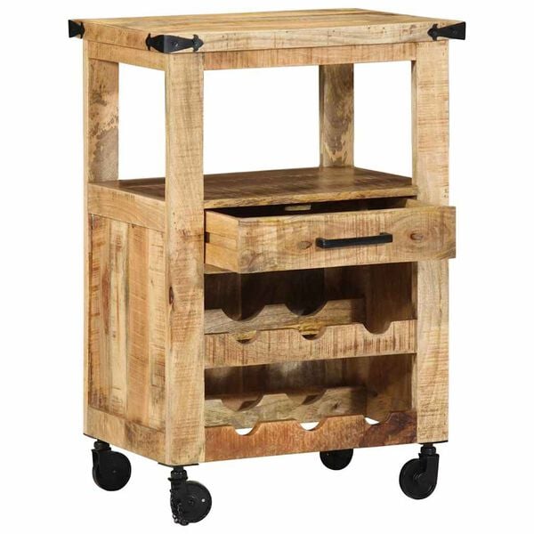 vidaXL Chariot de cuisine Marron 55 x 40 x 80 cm Bois de mangue massif
