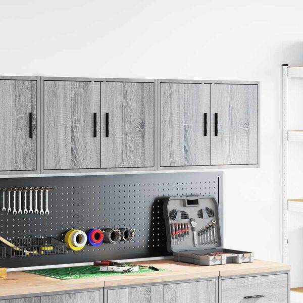 vidaXL Armoires murales de garage 2 pcs sonoma gris bois d'ing&eacute;nierie