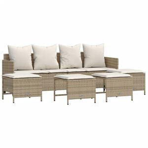 vidaXL Salon de jardin avec coussins 5 pcs beige r&eacute;sine tress&eacute;e