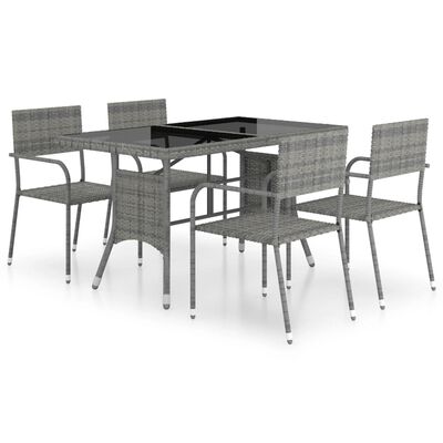 vidaXL Jeu à dîner de jardin 5 pcs Résine tressée Anthracite et gris