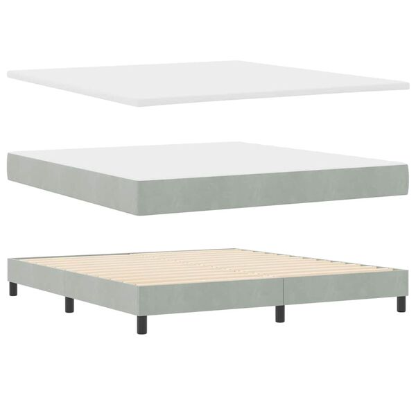 vidaXL Lit &agrave; ressorts avec matelas Gris clair 200 x 180 cm Polyester