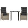 vidaXL Ensemble &agrave; manger de jardin 3pcs coussins gris clair poly rotin
