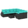 vidaXL Ensemble de canap&eacute; de jardin 9 pcs avec coussins noir r&eacute;sine tress&eacute;e