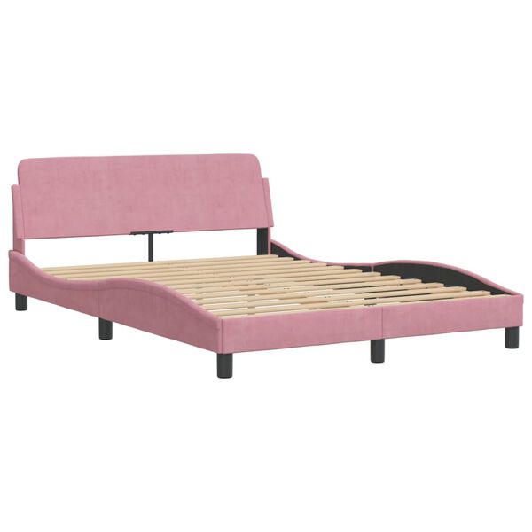 vidaXL Lit avec matelas rose 140x190 cm velours