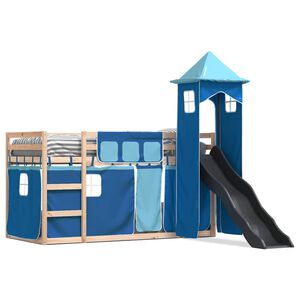 vidaXL Lit superpos&eacute; sans matelas avec toboggan et rideaux 80x200 cm