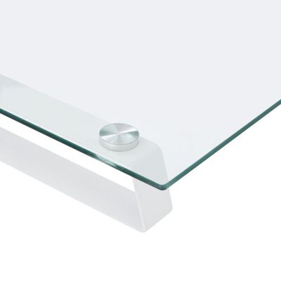 vidaXL Support de moniteur blanc 60x35x8 cm verre trempé et métal