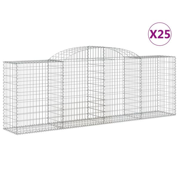vidaXL Paniers &agrave; gabions arqu&eacute;s 25 pcs 300x50x100/120 cm fer galvanis&eacute;