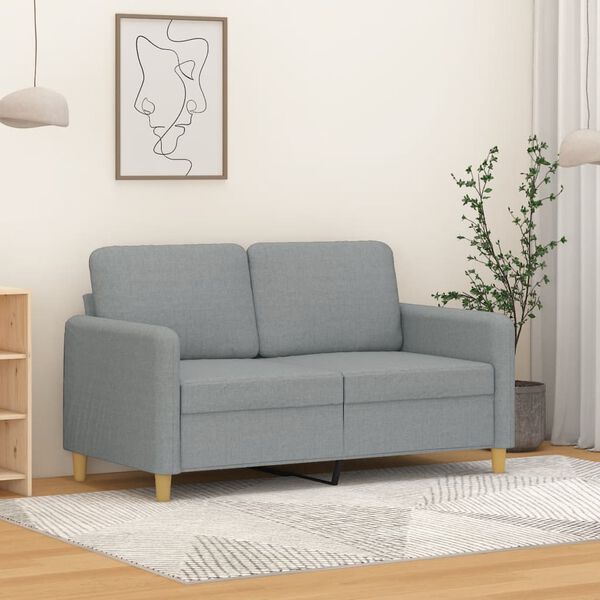 vidaXL Canap&eacute; &agrave; 2 places Gris clair 120 cm Tissu
