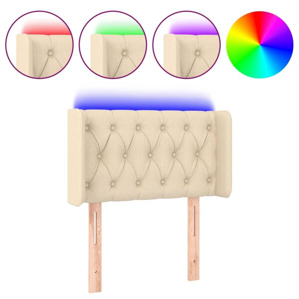 vidaXL T&ecirc;te de lit &agrave; LED Cr&egrave;me 83x16x78/88 cm Tissu